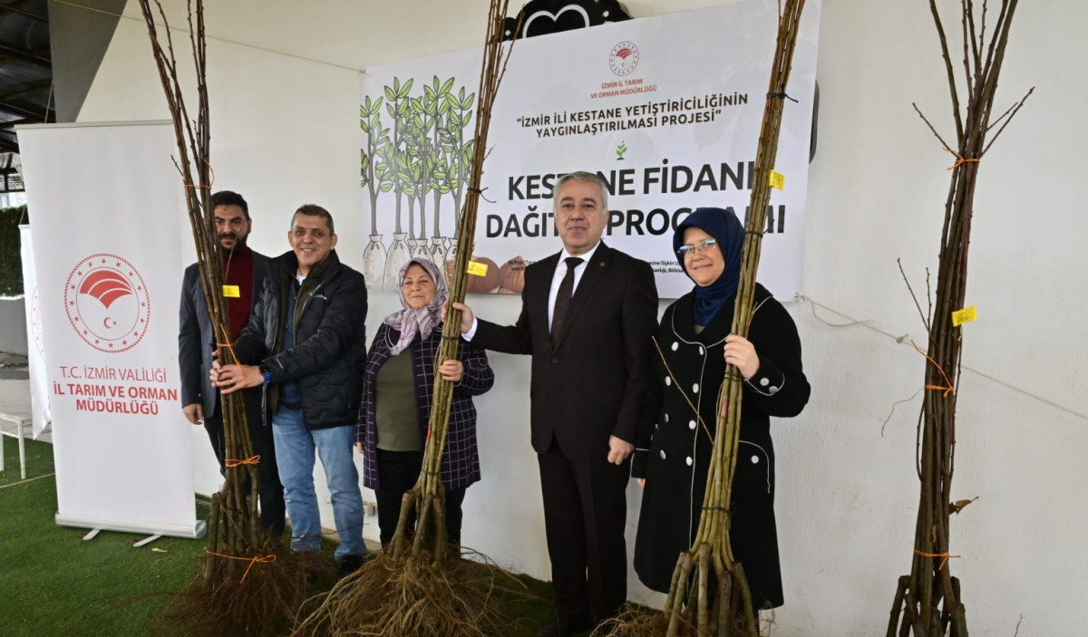 İzmirli Kestane Üreticilerine Kestane Gal Arısına dayanıklı 2 bin 620 fidan dağıtıldı