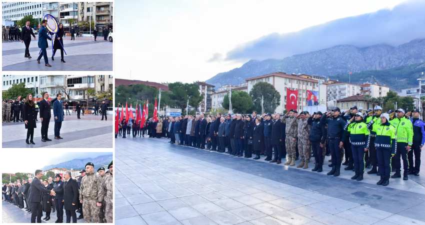 Manisa İl Milli Eğitim Müdürü Mehmet Uğurelli öğretmenlerle anıta çelenk sundu.